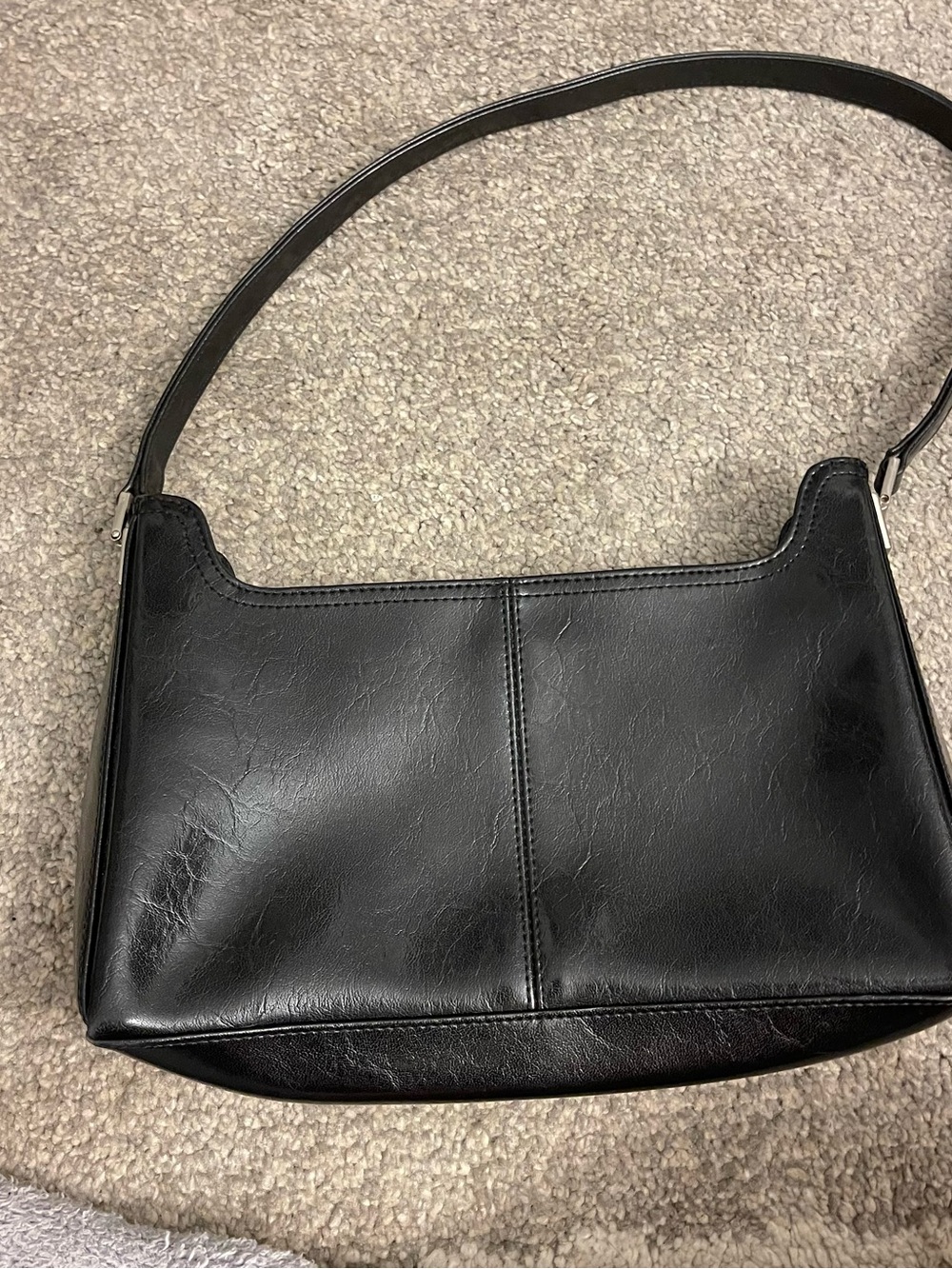 Classic Black Leather Shoulder Bag
